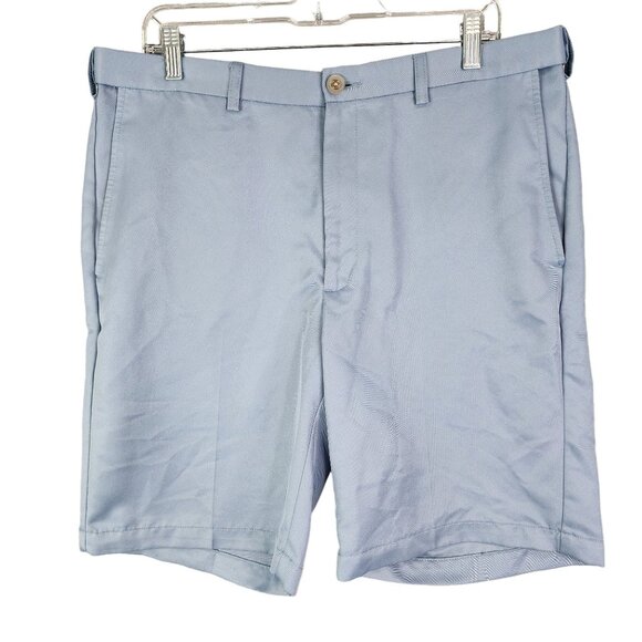 Men's Haggar Classic-Fit Blue Polyester Shorts 10" Inseam Size 36 - Picture 1 of 11